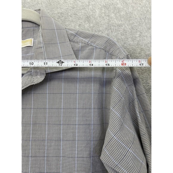 Michael Kors Men's Button Down Shirt Long Sleeve Size 16 1/2 Micro Check Cotton - Picture 6 of 12